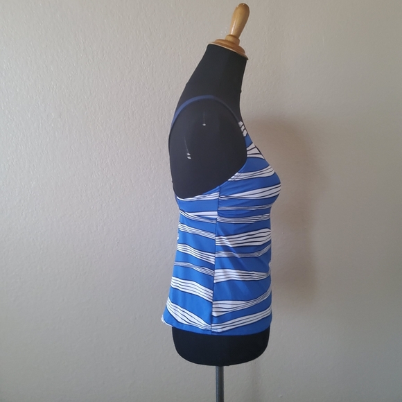 Nike Swim Striped Tankini Swimsuit Top Size S Blue New - Picture 4 of 11